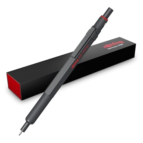 Image of Rotring 600 Mechanical Pencil | HB Lead 0.5 mm | All-Metal Body Propelling Pencil | Dark Stone | Non-Slip Knurled Grip & Hexagonal Barrel