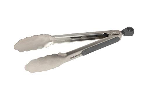 Image of Wiltshire Classic Kitchen Tongs 23cm, Cooking & Serving Tongs, Salad & BBQ Tongs, Heat Resistant Utensil, Stainless Steel Scalloped Head, Locking Mechanism, Non-Slip Handle, 7x23x3.8cm, Grey & Silver