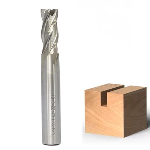 Image of Sinoprotools End Mill, 10 mm Shank x Diameter 9 mm, 22 mm Cutting Depth CNC 4 Flutes Spiral Mill, HSS AL End Mill Cutter Bit, for Wood, Aluminium (Diameter = 9, S = 10)