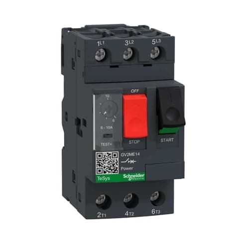 Image of Schneider Electric, Motor circuit breaker, TeSys GV2, 3P, 6-10 A, thermal magnetic, screw clamp terminals, GV2ME14