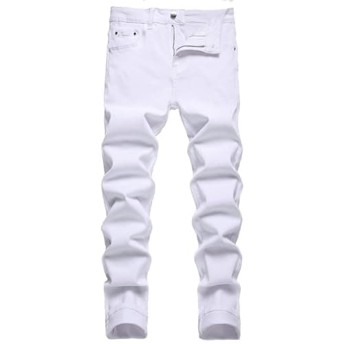 Image of Men's Slim Fit Stretch Ripped Jeans Cargo Skinny for Men, Distressed Destroyed Straight Leg Fashion Comfort Flex Waist Jeans, Teenager Casual Fashion Designer Classic Regular Fit Basic Denim Pants