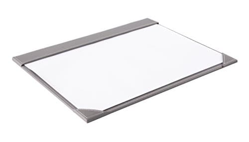 Image of OSCO Faux Leather Demy Desk Mat 59 × 47 cm, Stain-Resistant Wipe-Clean Surface, Includes 10 Sheets 80 GSM White Paper, Soft Felt Underside for Desk Protection, Grey