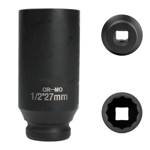 Image of FortuneGlobe Socket 27 mm 1/2 inch 12-Point, Impact Socket 1/2 inch 27 mm CR-MO Chromium-Molybdenum Steel (Black)