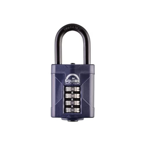 Image of Squire Heavy Duty Padlock (CP50/1.5) - Toughest Long Shackle - 4 Wheel Combination Padlock - Alloy Steel for Corrosion Resistance - Weatherproof Lock for Home, School & Garage (Blue, 50 mm)