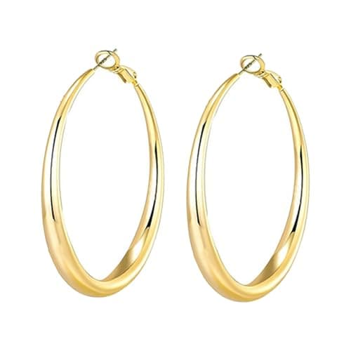 Image of A Pair Gold Plated 40mm Hoop Earrings,GoldHoop Earrings,GoldHoopsEarrings for Women HoopEarrings Gifts,Large HoopEarrings for Women(Hypoallergenic,Gold)
