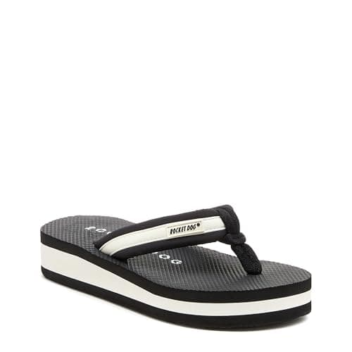 Image of Rocket Dog Monica Nylon PU Textile Women's Black/Off White Flip Flops - UK 6