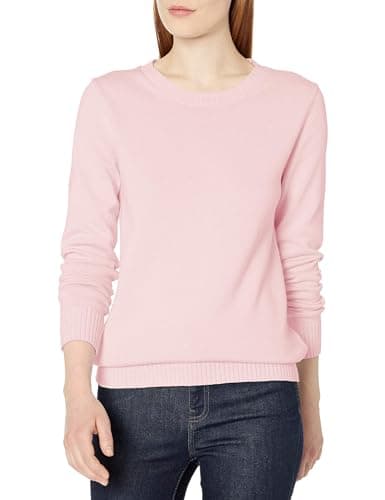 Image of Amazon Essentials Women's 100% Cotton Crewneck Sweater (Available in Plus Size), Light Pink, S