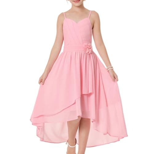 Image of GRACE KARIN Girls Spaghetti Strap Chiffon Dresses A-Line Flower Dress Bridesmaids Dress Summer Dresses Pink 12 Years