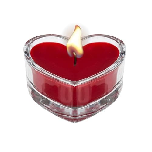 Image of AKH® Large Heart Shaped Candles in Glass Jar Holder | Romantic Valentine's Day Candles, Ideal for Weddings, Home Décor, and Special Occasions | Love Heart Tea Lights | 7.5CM