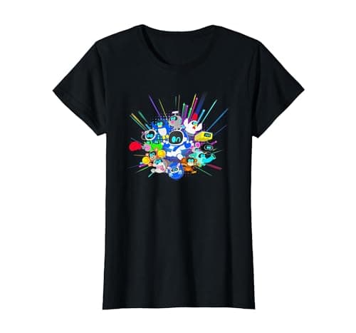Image of PlayStation Astrobot and Friends Power Up Group Shot T-Shirt, Women, Black, X-Large
