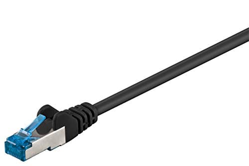 Image of Goobay 92698 CAT 6a Patch Cable, Ethernet Cable, Double Shielded, S-FTP up to 10000 Mbits, 500 Mhz, Halogen-Free Copper Cable, RJ-45 Connectors, Gold Plated Contacts, 1.5 m, Black