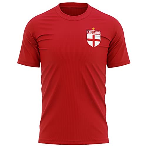 Image of England Shirts for Men - England Badge Retro T Shirt - Football Country European 2026 Supporters Red White Lion Tee Him - English Tournament Footy Soccer Top, L, Red