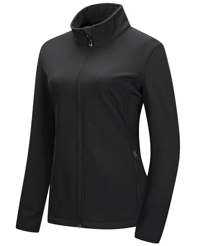 Image of 33,000ft Women's Softshell Jacket Warm Fleece Lined Windbreaker Lightweight Waterproof Rain Jacket for Running Golf Hiking Black M