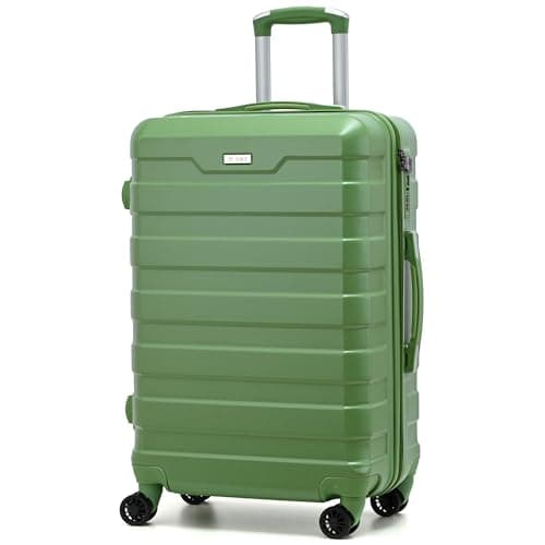 Image of RMW Suitcase Large Medium Cabin Size | Hard Shell | Lightweight | 4 Dual Spinner Wheels | Trolley Luggage Suitcase | Hold Check in Luggage | TSA Combination Lock (Army Green, Medium 24")