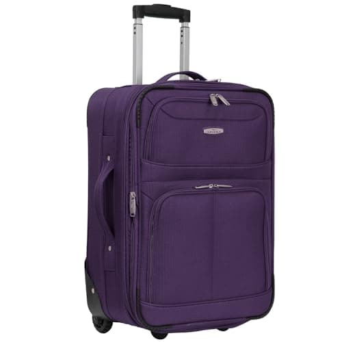 Image of ARIANA® Lightweight Hand Luggage Cabin Size Trolley Suitcase Carry On Travel Bag 55x38x23cm (Purple, Small - 21" (Cabin Size))