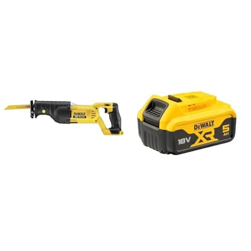 Image of DEWALT DCS380N-XJ 18V XR Lithium-Ion Body Only Reciprocating Saw, Yellow/Black, 9.8 cm*46.8 cm*15.0 cm + DEWALT Battery