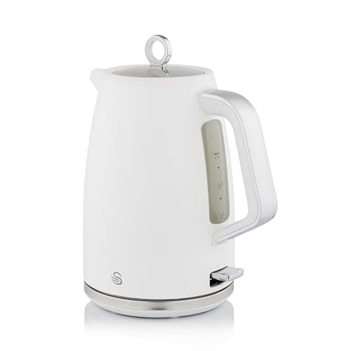 Image of Swan Serenity SK14017WHT 1.7 Litre Kettle with Quick Boiling, 360-Degree Base, Boil Dry Protection, Water Level Indicator, Non-Slip Feet, 3000W, White