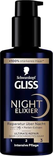 Image of Gliss Night Elixir Ultimate Repair (100 ml), Hair Serum Regenerates Damaged Hair During Sleep, Hair Care Leaves Soft & Regenerated Hair Overnight