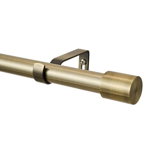 Image of Curtain Poles End Cap Finials 1 inch diameter Antique Brass Extendable curtain pole 76 to 320 cm 3 piece brackets. 30 to 126 inch Heavy Duty curtain rod for Living room, Bedroom, Kitchen room