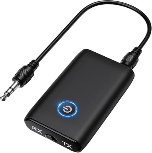 Image of OQIMAX Bluetooth 5.3 Transmitter Receiver, 2-in-1 3.5mm Wireless Bluetooth Audio Adapter with Low Latency, Noise Reduction, Plug and Play Audio Receiver for TV PC Headphones Speakers Stereo Systems
