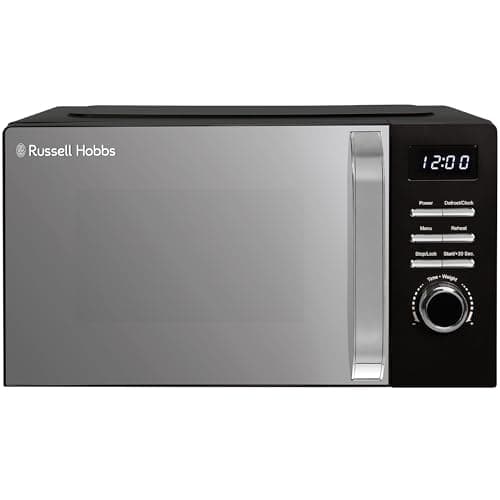 Image of Russell Hobbs Digital Microwave 20L 800W in Black with 5 Power Levels, Pull Handle Door & Button Control, Clock & Timer, Automatic Defrost, Easy Clean, 8 Auto Cook Menus RHMD818B