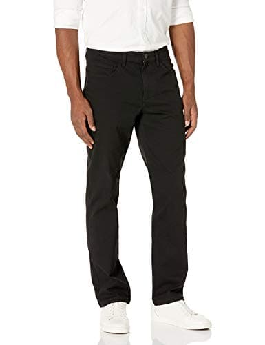Image of Amazon Essentials Men's Straight-Fit 5-Pocket Comfort Stretch Chino Trousers, Black, 40W / 30L