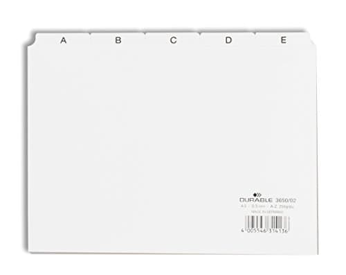 Image of Durable A5 Index Card Set | Includes Printed A-Z Tabs | White | Made of Strong PVC | Perfect for Organising Documents | Pack of 1