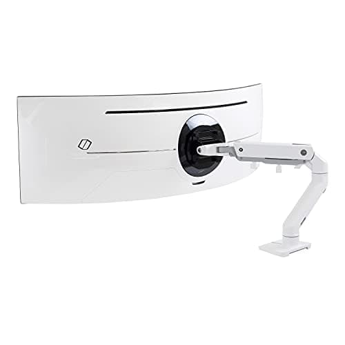 Image of Ergotron – HX HD Premium Heavy Duty Gaming Monitor Arm, Single Monitor Desk Mount – for 1000R Curved Ultrawide Monitors Up to 49″, 12.7-19.1kg, VESA 75x75mm or 100x100mm – White (45-647-216)