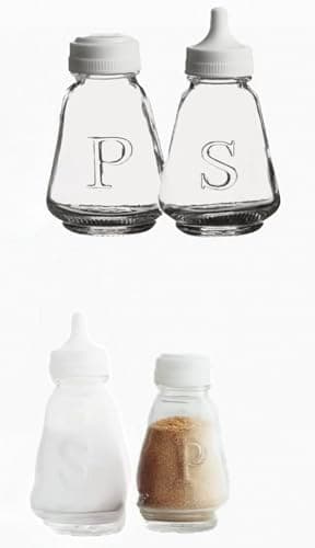 Image of BACKCARE ® Ravenhead Essentials Glass Salt & Pepper Pots - Serving Bottle - Shaker Cap Top - Clear -1x Salt 1x Pepper Pack of 2