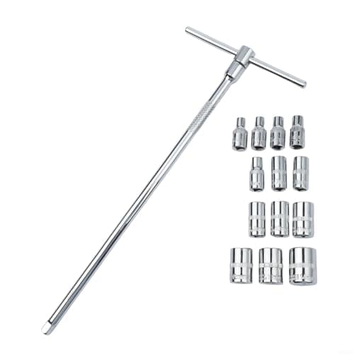 Image of T-Handle Socket Wrench, 6.3mm Versatile 1/4 inch Drive with Interchangeable Heads Ratchet Spanner for Car Bike Repair(C)