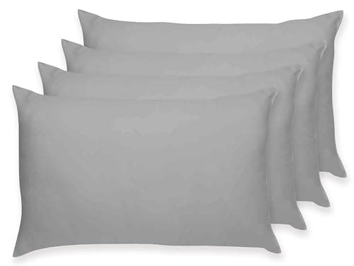 Image of Rayyan Linen 4 Pack Pillow Cases 100% Egyptian Cotton 200 Thread Counts 50 x 75 cm (Grey Silver)