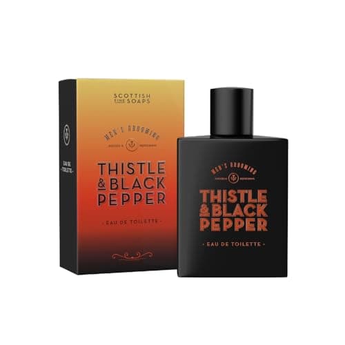 Image of Scottish Fine Soaps Men's Grooming Thistle & Black Pepper Eau de Toilette 50ml – Travel Size Bottle - Sophisticated Scent with Amber, Musk and Woody Notes