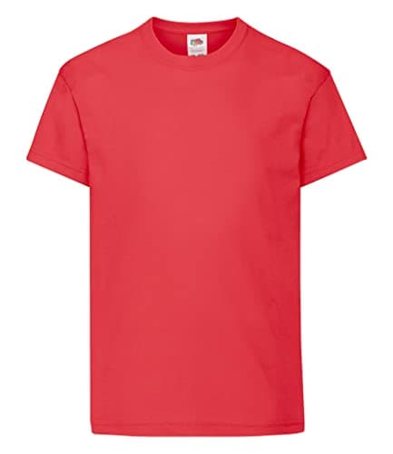 Image of Fruit of the Loom Unisex Kids Original Crew Neck Short Sleeve T-Shirt, Red (rot), 9-11 Years (Manufacturer Size: 140)