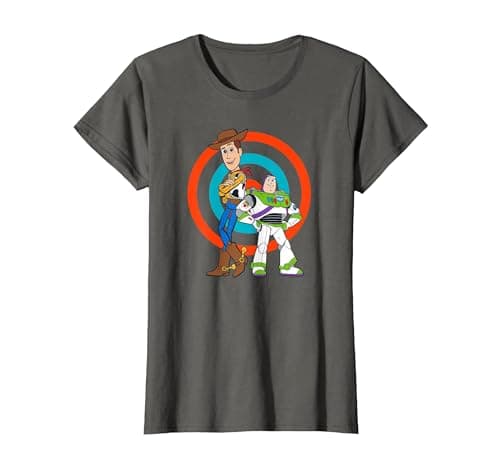 Image of Disney Pixar Toy Story Buzz Lightyear and Woody T-Shirt, Women, Asphalt Grey, XX-Large