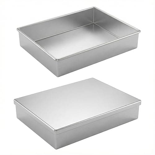 Image of EUROTINS Rectangle Baking Tray Cake Tin 12" x 9” Birthday, Anniversary Wedding Oblong Pan Mould (30 x 23 cm)