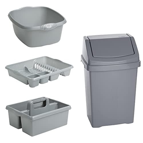 Image of Set of 4 Wham plastic kitchen set, from wham's Casa range. Made in the United Kingdom (Silver)