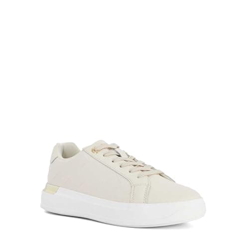 Image of Dune London Ladies EAVE Quilted Leather Trainers Size UK 6 Ecru