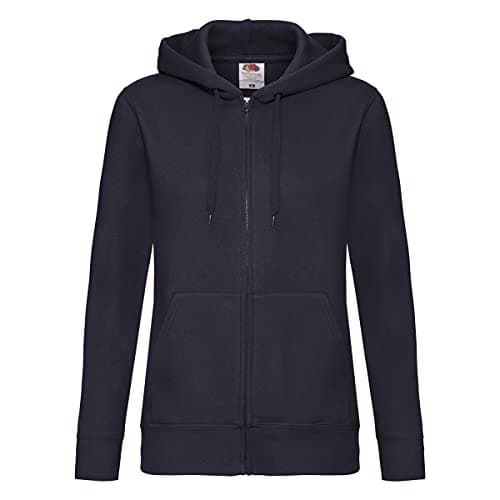 Image of Fruit of the Loom Ladies Lady-Fit Hooded Sweatshirt Jacket (XS) (Deep Navy)