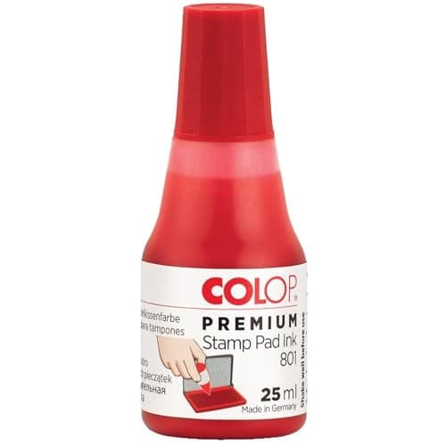 Image of COLOP 801 Red Stamp Pad Ink. Best Refill Ink for Foam and Felt Rubber Stamp Pads. Water-Based and Non-Toxic.