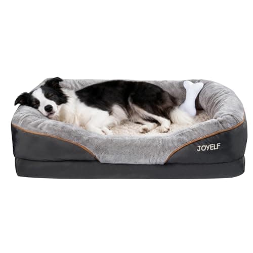 Image of JOYELF Large Memory Foam Dog Bed, Orthopedic Dog Bed & Sofa with Removable Washable Cover and Squeaker Toys as Gift