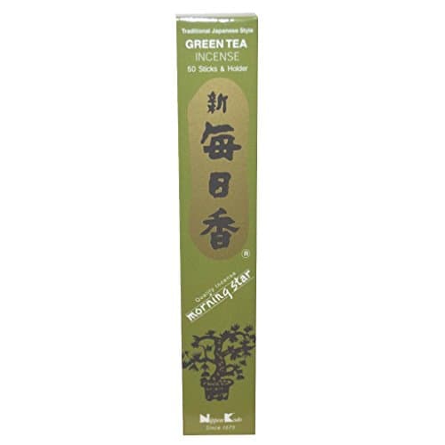 Image of Green Tea Morning Star Quality Japanese Incense by Nippon Kodo - 50 Sticks + Holder