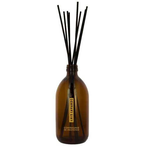 Image of La Compagnie de Provence - Fragrance Diffuser 220 ml - Lavender Anise Fragrance - Sensory Relaxation - Amber Glass Bottle with Sticks - Made in France