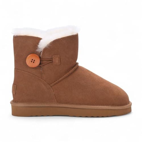 Image of TruClothing Women's Sheepskin Suede Winter Slip-On Bootie Warm Indoor Outdoor Boots - Chestnut 5