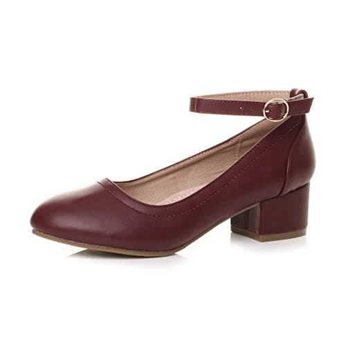 Image of AJVANI Low mid Block Heel Mary Jane Casual Buckle Court Shoes Size 6 39
