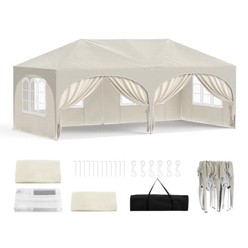 Image of WOLTU Pop-up Gazebo, Gazebo with Sides 3m x 6m, Folding Event Shelter for Outdoor, Garden, Camping, Height Adjustable, Waterproof, UV-Protection, with Carry Bag, Beige