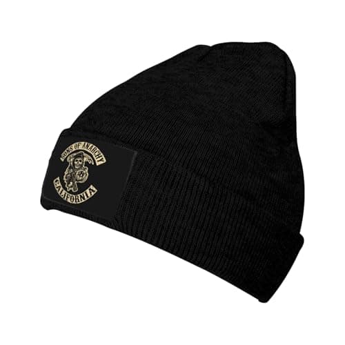 Image of IUEYSHDGFSA Sons Beanie Hat An*AR&chy Men Women of Winter Warm Cap Unisex Winter Hat Knitted Hat Soft with Cuffs Hats Gift for Men Women, 4, One Size