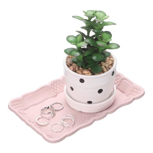 Image of sourcing map Wooden Decorative Tray, Vintage European Style Serving Tray Breakfast Platter for Candle Holder Coffee Table Dinner Bathroom Kitchen Counter Centerpiece Home Decoration, Pink