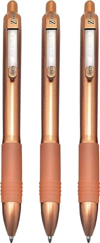 Image of Zebra - Z-Grip Smooth Retractable Ballpoint Pen - 1.0mm - Rose Gold Barrel - Black Ink - Pack of 3