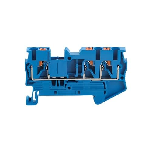 Image of Terminal Block Din Rail Mount PT 2.5-Twin 3 Conductors Push in Spring Screwless Feed Through Wire Conductor 10pcs Wire Connector(Blue)