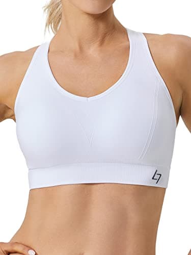 Image of FITTIN Racerback Sports Bra for Women - High Impact Padded Seamless Activewear Bras for Yoga Gym Workout Fitness White